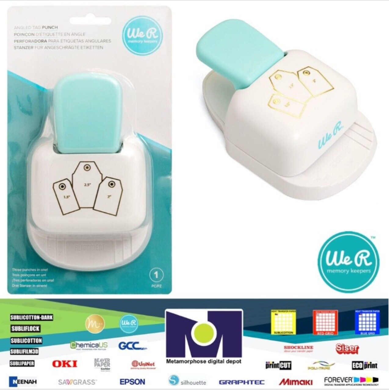 We R Memory Keepers 3-in-1 Angled Tag Punch 60000038 by American Crafts